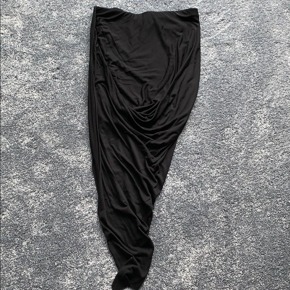 Helmut Lang Ruched Stretch High Low Jersey Skirt